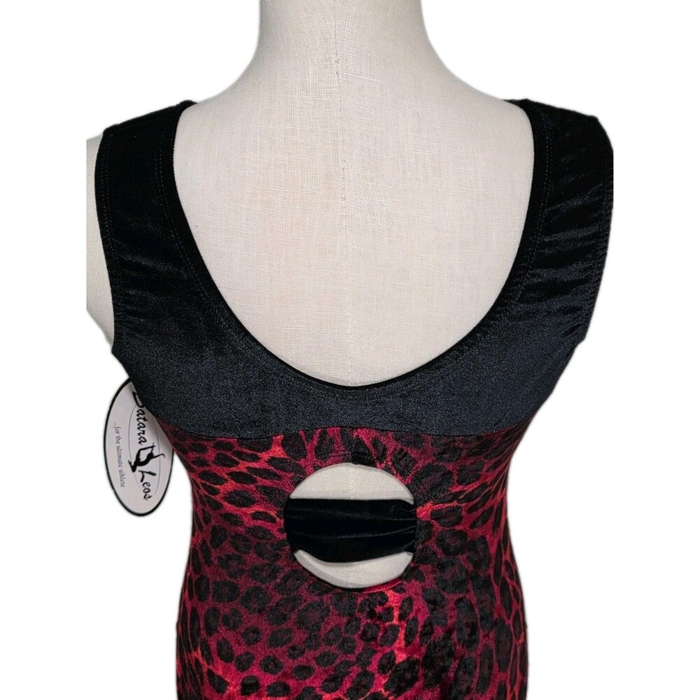 Satara VTG Leopard Print Split Keyhole Velvet Dance Leotard Bodysuit AL Adult L - Picture 9 of 16